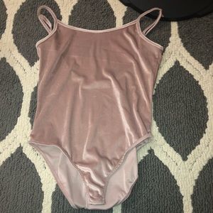 Pink velvet body suit